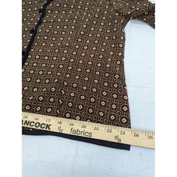 Bora Bora Women Long Sleeve Blouse with Fabric Buttons Geometric Design Size XL - Picture 9 of 10